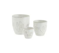 Lot de 3 cache-pots en grès blanc Myfly