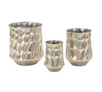 Lot De 3 Cache-Pots En Métal Argenté Cm À¿ 35x38,5-27,5x33-18,5x26,5