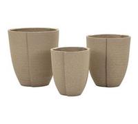 Ensemble De 3 Cache-Pots D'Extérieur Peru Tris En Polyrésine - Vases Gris Modernes Ø 43X47, 36X41,5, 30,5X34,5cm Résistants Aux Intempéries - Modernes