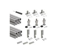 Lot de 3 cadres Zero avec quincaillerie et profilés pour montage au sol et au mur avec vérin circulaire, Aluminium et Zamak, Gris pierre