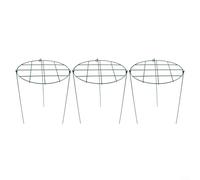 Lot de 3 cages de support en métal pour plantes de jardin, pivoine, rose, tomate, hortensia, fraise, cercle ou grille avec 3 pieds pour plus de stabilité (type grille)