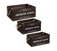 Atmosphera Lot de 3 cagettes en bois - Marron
