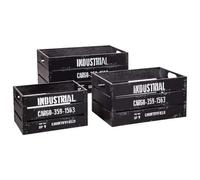 Lot de 3 cagettes de rangement encastrables en métal - Noir