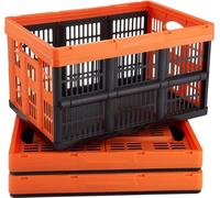 "Lot de 3 caisses 45L Profi pliantes PP Boîte de transport Boîte de rangement pliante Poignée Caisses empilables Storage Boxes pliantes Rangement & Transport - Orange"