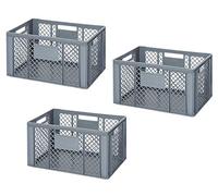 Lot de 3 caisses de boulangerie empilables avec fond fermé Gris 63 l 600 x 400 x 320 mm BRB