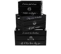 Lot de 3 caisses métal décorées - Noir