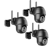 lot de 3 caméras de surveillance 5MP 2K sans fil sans fil Extérieur Batterie Caméra IP 360° IP PTZ Extérieur IP66
