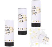 Lot de 3 canons à confettis biodégradables blancs pour fête de mariage, remise de diplôme, anniversaire de mariage, Nouvel An