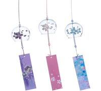 Lot de 3 carillons à Vent Mont Fuji - Carillon à Vent - Cloche à Vent Japonaise - Carillon éolien pour Bonne Chance - Attrape-Soleil - Jeu de Cerises - Pack en Verre -