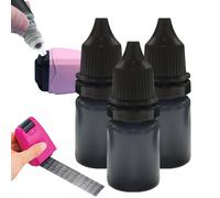 Lot de 3 cartouches d'encre noire à séchage rapide de 10 ml pour timbres, encre de tampon à séchage rapide, encre noire polyvalente, flacon de recharge d'encre compact et pratique pour