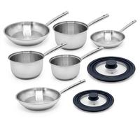 Lot de 3 casseroles 18/20/22 cm en inox et 3 poêles de cuisson 20/24/28 cm et couvercles Fackelmann Rhona