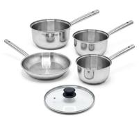 Lot de 3 casseroles 18/20/22 cm et poêle en inox 24 cm avec couvercle Fackelmann Rhona