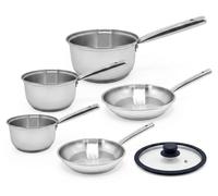 Lot de 3 casseroles 18/20 cm et 2 poêles en inox 20/24 cm avec couvercle Fackelmann Rhona
