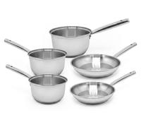 Lot de 3 casseroles en inox 18/20/22 cm et 2 poêles à frire en inox 20/28 cm Fackelmann Rhona