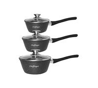 Lot de 3 Casseroles Revêtement Antiadhésif et Anticorrosion avec Couvercle Noir