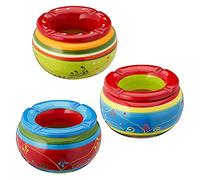 Lot de 3 cendriers tempête « Provence » - Diamètre : 13,5 cm - Céramique multicolore - Embout amovible - Cendrier coupe-vent (3 cendriers tempête « Provence » Ø 13,5 cm)