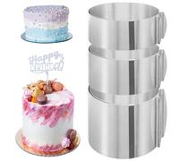 Lot de 3 cercles à pâtisserie ajustables, 6 cm, 8 cm et 15 cm de haut, en acier inoxydable pour gâteaux à plusieurs étages, facile à nettoyer, parfait pour les boulangers amateurs et professionnels