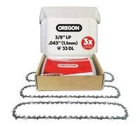 Lot de 3 Chaîne de Tronçonneuse Oregon 3/8" LP pour Guide de 20cm (8"), Jauge .043" (1,1mm), 33 Maillons - Chaîne de Rechange à Faible Rebond, Compatible Bosch, Einhell, Makita, Ryobi, Worx et plus