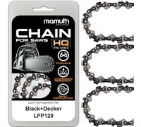 Lot de 3 chaînes de tronçonneuse 20 cm 1,1 mm 3/8" 34TG pour Black+Decker LPP120