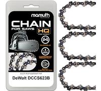 Lot de 3 chaînes de tronçonneuse 20 cm 1,1 mm 3/8" 34TG pour DeWalt DCCS623B