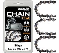 Lot de 3 chaînes de tronçonneuse 25 cm 1,3 mm 3/8" 40 TG pour Stiga SC 24 AE 24 V