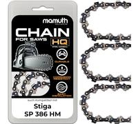 Lot de 3 chaînes de tronçonneuse 35 cm 1,3 mm 3/8" 52 TG pour Stiga SP 386 HM