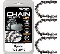 Lot de 3 chaînes de tronçonneuse 40 cm 1,3 mm 3/8" 56 TG pour Ryobi RCS 2040