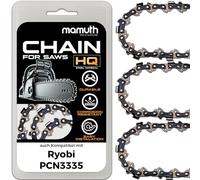 Lot de 3 chaînes de tronçonneuse 40 cm 1,3 mm 3/8" 57 TG pour Ryobi PCN3335