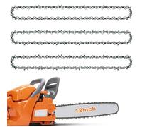 Lot de 3 chaînes de tronçonneuse pour barre de 30 cm, 45 maillons d'entraînement, calibre 3/8" LP 0,043" (1,1 mm), chaîne de rechange en acier au manganèse 65, compatible avec Ryobi OCS1830, Bosch AKE