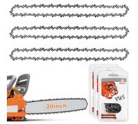 Lot de 3 chaînes de tronçonneuse pour barre de 50,8 cm, 76 maillons d'entraînement 0,825 cm LP .58" Gauge