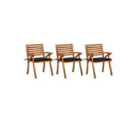 Lot de 3 chaise en acacia empilable non pliable H. 87 cm exterieur marron
