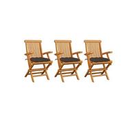 Lot de 3 chaise exterieur 89 cm marron en bois massif