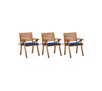 vidaXL Chaises de jardin avec coussins 3 pcs. Bois massif acacia