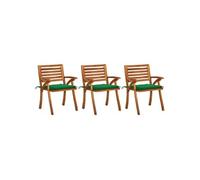 Lot de 3 chaise H. 87 cm empilable non pliable exterieur en acacia marron