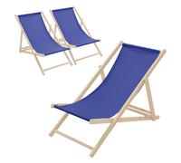 Lot de 3 chaises longue de jardin bain de soleil bleu foncé bois de pin 120 kg