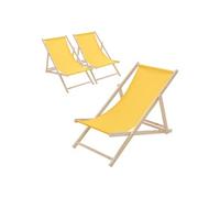 Ecd germany Lot de 3 chaises longues de jardin - Jaune