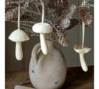Lot de 3 champignons décoratifs Qilexor blanc H/L/P env. 6/10/6.5 cm