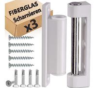 Lot de 3 charnières de porte et de fenêtre en fibre de verre - Charnières de porte, bande de fenêtre, ruban de rénovation, pièces de rechange pour porte anti-insectes (blanc, 3 charnières)