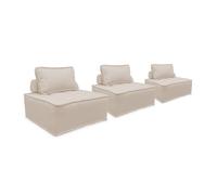 Alice's Garden sweeek - Lot de 3 chauffeuses pour canapé modulables Tissu capitonné crème avec 1 Coussin