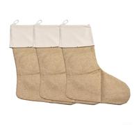 Lot de 3 chaussettes de Noël en toile de jute à suspendre pour sapin de Noël, cheminée, décorations de Noël pour décorations de Noël