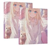 Lot de 3 classeurs à anneaux de 1,5 cm et demi avec porte-bloc - Lot de 1/2 classeur scolaire - 200 feuilles - Motif dessin animé mignon