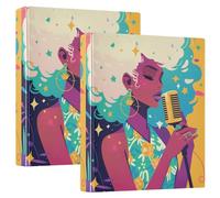 Lot de 3 classeurs à anneaux de 1,5 cm et demi avec porte-bloc - Lot de 1/2 classeur scolaire - 200 feuilles - Art esthétique, chanteur, beauté