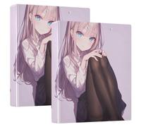 Lot de 3 classeurs à anneaux de 1,5 cm et demi avec porte-bloc - Lot de 1/2 classeur scolaire - 200 feuilles - Motif dessin animé mignon
