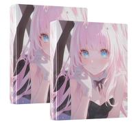 Lot de 3 classeurs à anneaux de 1,5 cm et demi avec presse-papiers, 1/2 classeur d'école, 200 feuilles - Beauty Anime Girl