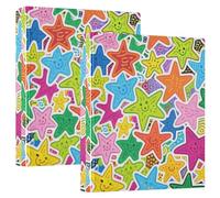 Lot de 3 classeurs à anneaux de 1,5 cm et demi avec presse-papiers, 200 feuilles - Étoiles, gribouillage, dessin animé