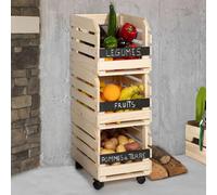 Lot De 3 Clayettes En Bois Empilables Pour Fruits Et Légumes Marron
