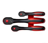Lot de 3 clés à cliquet à 72 dents avec bouton de libération rapide et poignée incurvée pour réparation automobile en rouge ou (D)