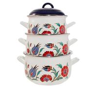 Lot de 3 cocottes profondes en émail Serenk, 18-20-22 cm