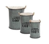 Atmosphera Lot de 3 coffres bidon - Gris