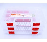Lot de 3 coffrets de rangement à compartiments séparables Transparent 344x249x50mm